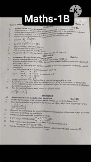TS Inter 1st Year Maths-1B Question Paper ‪@Magic_ofmaths2569‬ #ipe2026 #exam #tsinter #maths1b