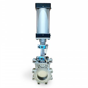[Hot Item] DN200 JIS 10K Stainless Steel Knife Gate Valve with Double Acting Pneumatic Actuator and Limit Switch/ 220VAC Solenoid Valve