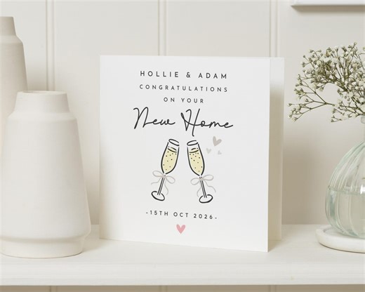 New Home Card, Personalised New Home Card, Congratulations Card, New Home Card for Couple, Champagne Card, Housewarming Card - Etsy