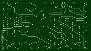 4k a futuristic circuit board with moving electrons,electronic connections,communication,futuristic technology.