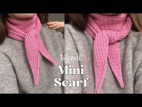 Knitting Mini scarf tutorial 🎀 How to knit a small scarf 🎀 (Inspired by the Sophie scarf)