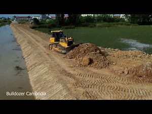 START NEW PROJECT TECHNIQUES STONGER BULLDOZER SHANTUI PUSHING DIRT & DUMP TRUCK 25.5 TON