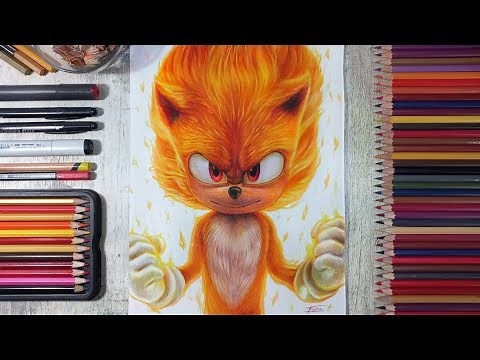Drawing Super Sonic (Sonic the Hedgehog 2) | Fame Art