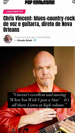Happy Holidays! -Chris. On Spotify at: https://open.spotify.com/album/3bCm6ATWt9e8m9SIhnWHdW?si=G2hRBrIrQgmrm9AqdKFOLQ Full Article: https://popfantasma.com.br/chris-vincent-blues-country-rock-de-voz-e-guitarra-direto-de-nova-orleans/..#whenyouwishuponastar #disney #disneyclassics #pinnochio #jazz #jazzguitar #slideguitar #blues #bluesguitar #americana #christmasmusic #christmassong #christmassongs | Chris Vincent