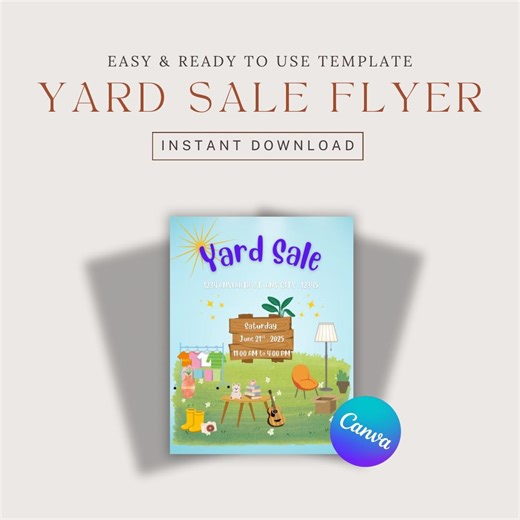 Yard Sale Flyer Template | Editable Canva Yard Sale Sign | Printable Garage Sale Poster | Estate Sale Flyer | Instant Download - Etsy