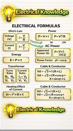 Basic electrical formulas in electrical engineering #share#shortvideo #shorts#shortsfeed#electrician