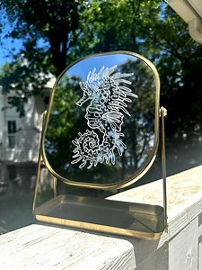 Sea Horse, Hand Etched Mirror, Decor, Mirror, Etching - Etsy UK