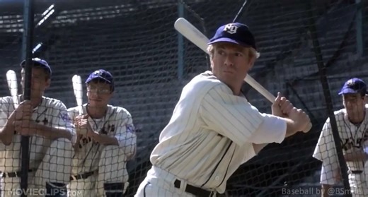 Roy Hobbs tells Pop Fisher the story of his prized bat "Wonderboy" after his amazing first batting practice with the New York Knights in the classic #baseball movie, "The Natural". ~ RIP Robert Redford #Hollywood #Legend | Baseball by BSmile