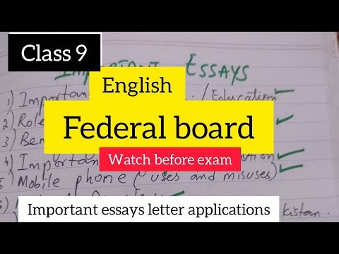 English guess paper 2026 class 9 fbise /feseral board 2026 important essays,letters and chapters