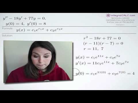 Second-Order Differential Equations Initial Value Problems Example 2 (KristaKingMath)