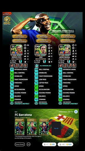ETO’O 107 SPEED MONSTER IS BACK 😵🔥! Legends Xavi 106 & Saviola 105 | #efootballmobile #samueletoo