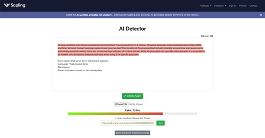 AI Detector by Sapling - AI Tool For AI content detection
