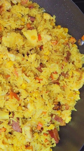 Easy Turmeric Rice with eggs and sausage | fast recipe. #pleasesubscribe #fypシ゚ #shortsviral #volg
