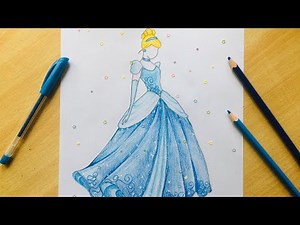 PRINCESS CINDERELLA Easy Step By Step Drawing | Disney Princess | BUDGET ART | Barbie