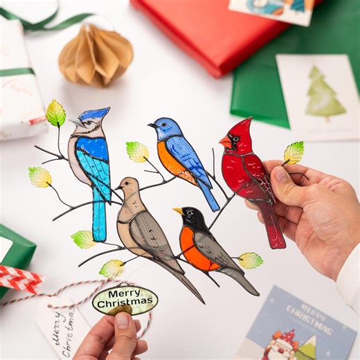 Cardinal Ornament Stained Glass Window Hangings, Bluebird Grandma Gifts for Christmas, Home Improvement Stained Glass Suncatcher - Etsy