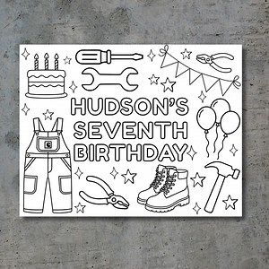 Worker Coloring Page: Mechanic Worker Birthday Party Activity (digital Download) - Etsy