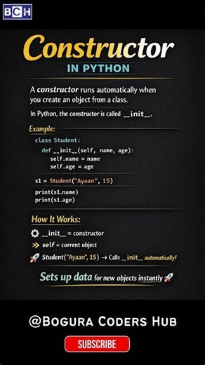 Python Constructor Explained in 08 Seconds 🔥 OOP Made Easy | Most Beginners Don’t Understand Python