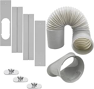 Portable Air Conditioner Window Vent Kit with 5.1” Exhaust Hose 6 Piece Window Seal for Portable Air Conditioner A/C Unit Universal for Sliding Horizontal or Vertical Windows