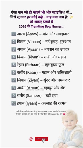 🔥👦 2026 के Trending Boy Names#BoyNames #TrendingNames