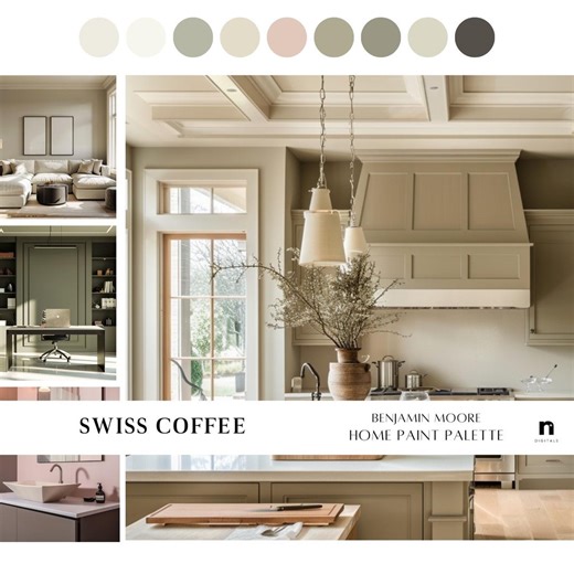 Swiss Coffee Home Paint Palette | Benjamin Moore Inspired Whole House Color Scheme Digital Guide, Interior Paint, Best White Paint Colors - Etsy