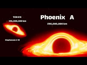 TON 618 vs Phoenix A Black Hole size Comparison _3d Animation Comparison