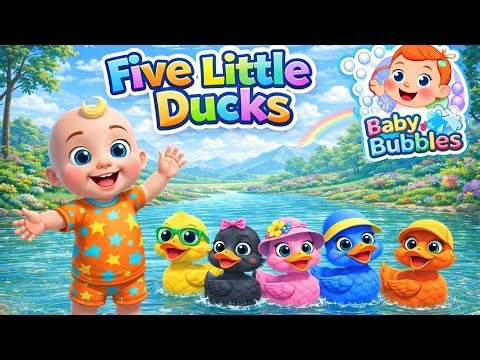 Five Little Ducks 🦆🎶 | Count & Splash Happy Pond Song | Nursery Rhyme | Baby Bubbles