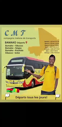 68K views · 1.5K reactions | #CMT Compagnie Maliennede Transports CMT , nous continuons de vous offrir un service complet et fiable pour : � Transport → destination finale notre équipe professionnelle vous accompagne du port jusqu’à votre destination finale, en toute sécurité � � Bamako � faladie � Contactez-nous Bamako: (+223)66 75 59 70 | Adama Diallo | Facebook