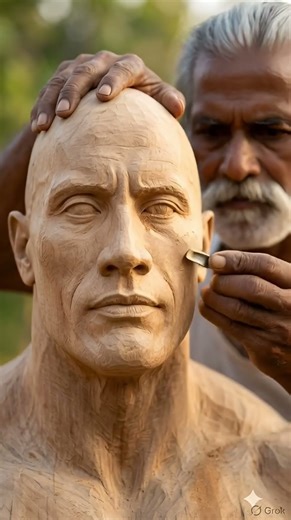 The Rock Wooden Statue 🔥 Hand Carving Timelapse | Inspired by Dwayne Johnson | AI Art
