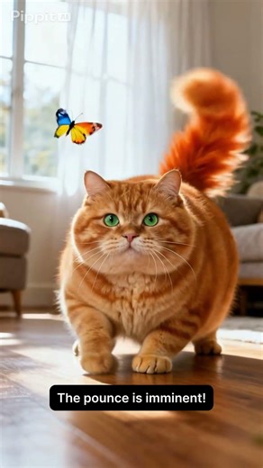 ChubbyCat Tries to catch Butterfly🦋😂 #viralshorts #fyp #cat #butterfly #cute #funny