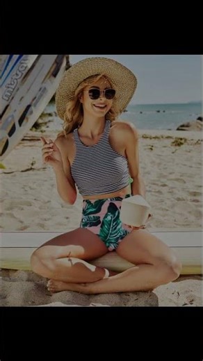 Mansy Women's 2PCS Tripe Padded Push Up High Waisted Bikini Swimsuit