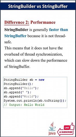 Difference between String Builder and String Buffer #java #techinterviews #interviewpreparation