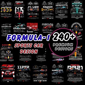 F1 Sports Car T-shirt Designs: 240  PNG Graphics (digital Download) - Etsy