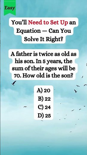Algebra Age Puzzle — Can You Solve the Variable Equation? #shorts #math