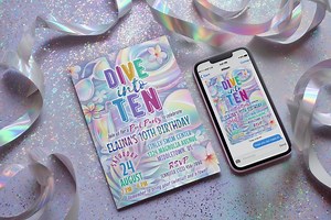 10th Birthday Pool Party Invitation: Dive Into Ten Swim, 5x7 4x6 Editable Template - Etsy
