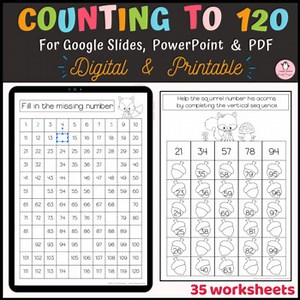 Counting to 120 Worksheets Digital Printable Google Slides PowerPoint PDF