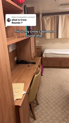 Replying to @Samantha There are worse cabins for crew, there are better. Depends on your position on board a cruise ship. Crew rounds are there with the inspection once every 2 weeks to make sure that cabins won’t turn into a complete mess with pests etc 😅🧹🧽🫧 #shiplife #crewlife #cruiseship #princesscruises #regalprincess #crewcabin #cruiseshipcrew #cruiseshiplife