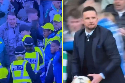 Celtic fans held back from dugout by police as Rangers manager achieves 34-year Old Firm first