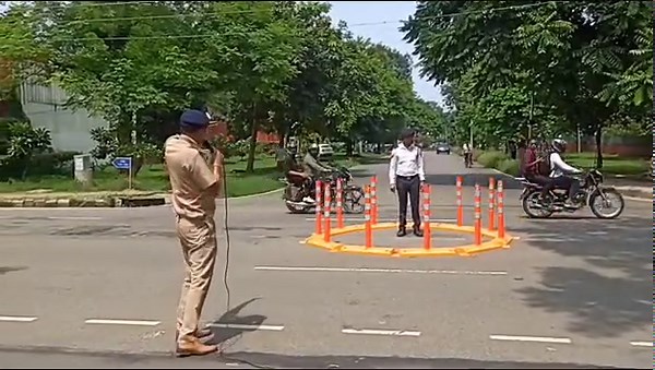 #neighbourhood #trafficcircle or small roundabout on residential street is a ::- #meaning & #objective::- ➤ Self enforcing treatment which calms to street at once on residential streets. ➤ To improve safety at intersection on residential area. ➤ An #intersection improvement as well as traffic calming device to manage the flow of users and to reduce the number of conflict points at intersection on residential streets. #purpose::- ➤ Manage traffic at intersection where volume does not warn signal.