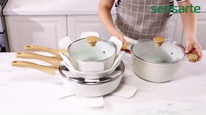 SENSARTE Nonstick Ceramic Cookware Set 13-Piece, Healthy Pots and Pans Set, Non-toxic Kitchen Cooking Set with Stay-Cool Handles, Silicone Tools and Pot Protectors, PFAS and PFOA Free