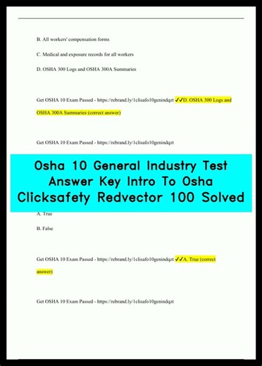 Osha 10 General Industry Test Answer Key Intro To Osha Clicksafety Redvector 100 Solved video