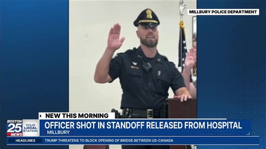 Officer shot during standoff at Mass. shopping plaza released from hospital