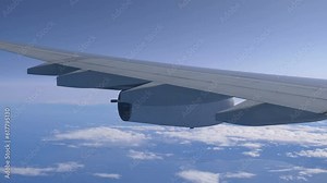 Airplane flight above the clouds in 4K slow motion 60fps