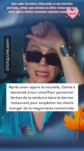 Après avoir appris la nouvelle, Celina a demandé à leur chauffeur personnel Jerbas de la conduire dans le dernier restaurant pour empêcher les clients manger de la mayonnaise contaminée. #valetudo #saopaulo #telemundo #bellacampos #globotv