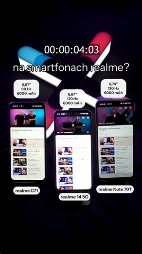 26K views · 40 reactions | Sprawdzamy ile czasu wytrzymają baterie w Realme C71, 14 5G i Note 70T 磌 Jakie smartfony powinniśmy przetestować następnym razem? 樂 #test #porownanie #porównanie #smartfon #android | x-kom.pl | Facebook