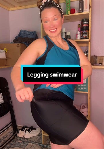 @Tempt Me Swimsuits three-piece swimsuit, with leggings that have pockets. #Swimsuit #Swimsuits #threepiece #bathingsuit #swimwear