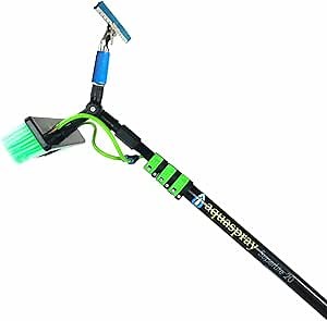 20 Feet Reach Solar Panel Cleaning Brush & Water Fed Pole Kit Professional System for Window & Glass Cleaning Washing Equipment Tool Scrubber Brush & Hose Spray Washer