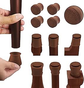 Upgrade 24 PCS Silicone Chair Leg Floor Protectors, Chair Leg Protectors for Hardwood Floors with Anti-Slip Felt Pads, Prevent Floor Scratches and Reduce Noise(24,Brown)