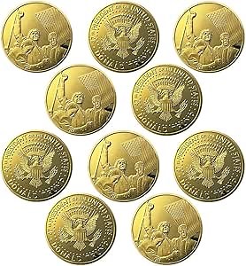 Donald Trump Assassinated Coins Shooting Collection Medal Trump Fighting for America Collectible Coin 2025-2029 (10 Pieces Gold-Gold)