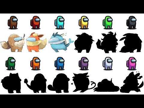 AMONG US all 12 colors as Pokemon - Eeveelution & Starters (New skins)