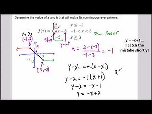 Find the values that makes a piecewise function continuous